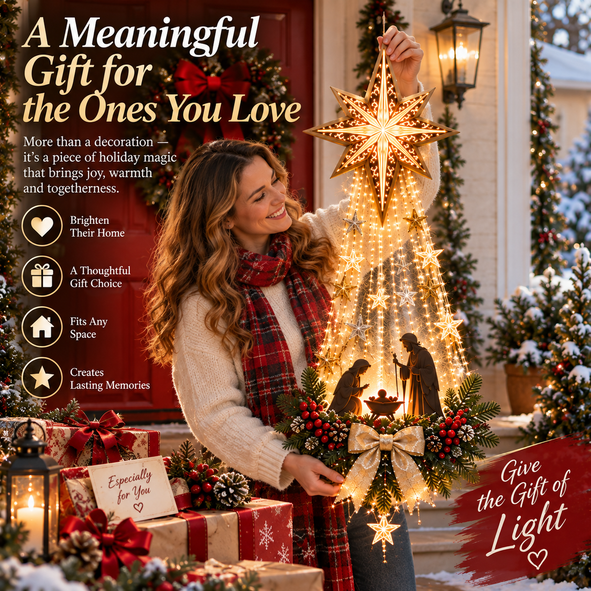 ✨Last Day 49% OFF✨✝️ Bethlehem Star of Faith – Lighted Christmas Wall Decor