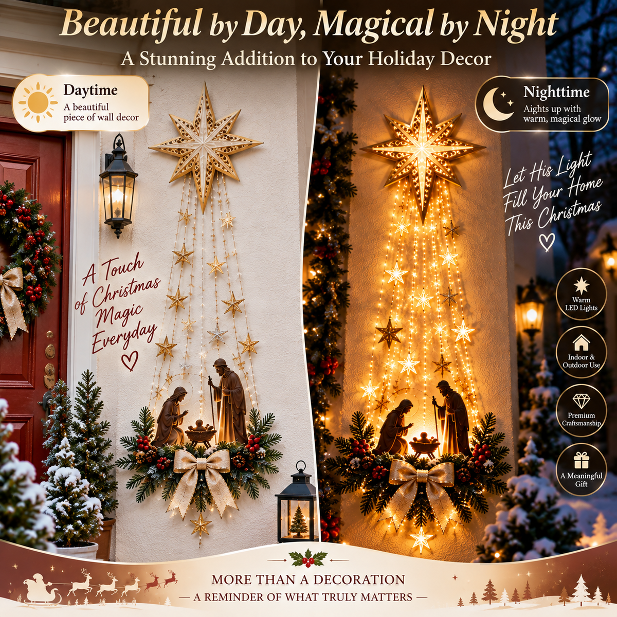 ✨Last Day 49% OFF✨✝️ Bethlehem Star of Faith – Lighted Christmas Wall Decor