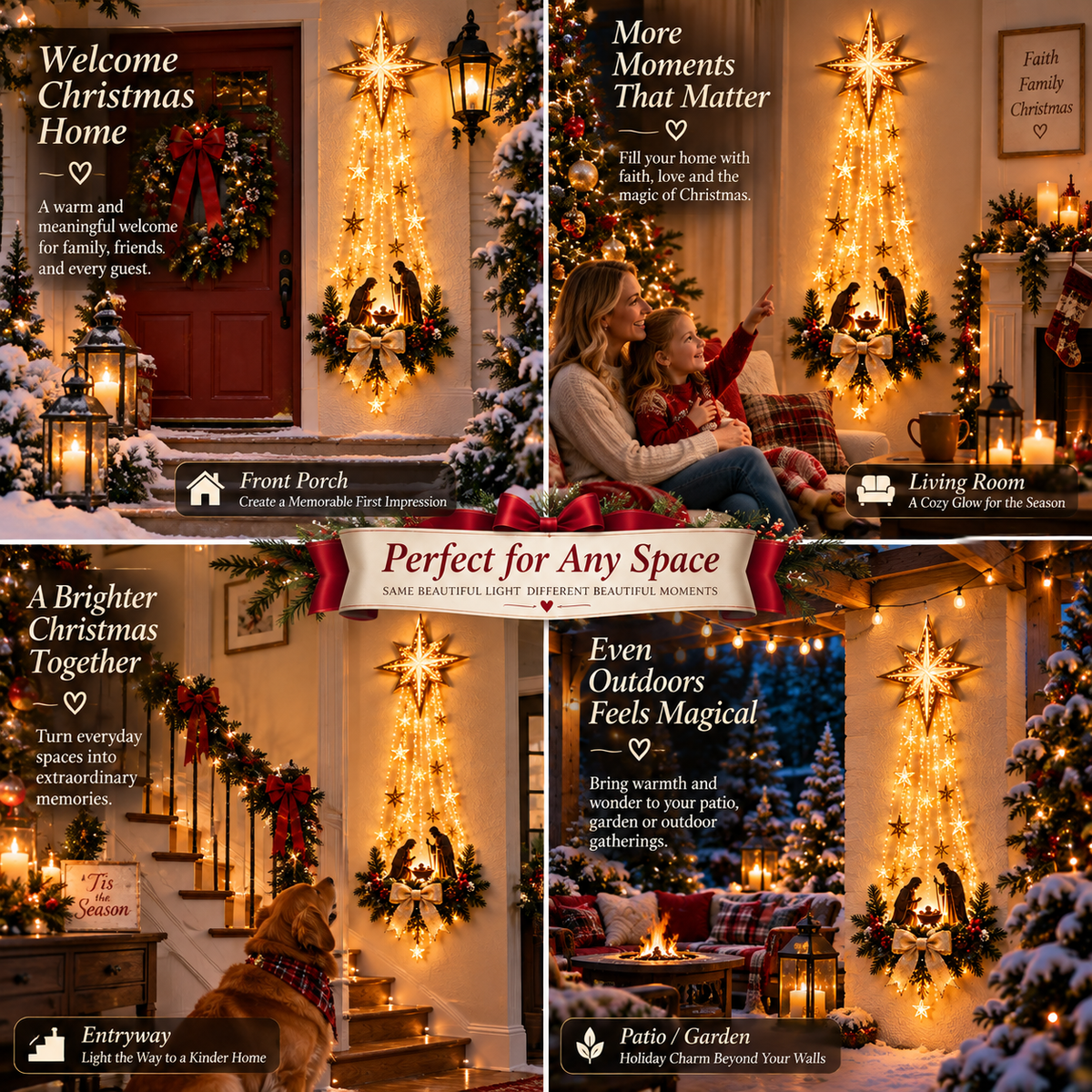 ✨Last Day 49% OFF✨✝️ Bethlehem Star of Faith – Lighted Christmas Wall Decor