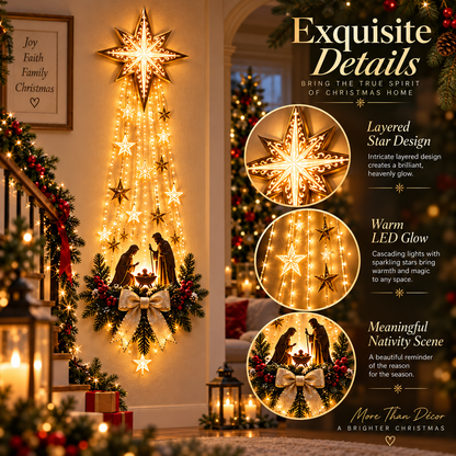 ✨Last Day 49% OFF✨✝️ Bethlehem Star of Faith – Lighted Christmas Wall Decor