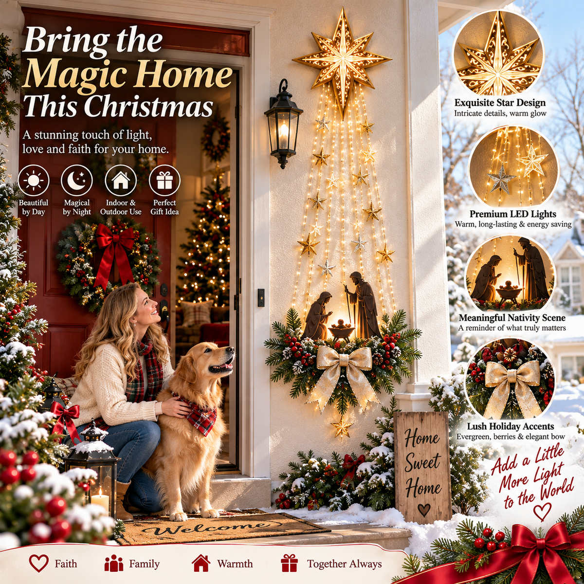 ✨Last Day 49% OFF✨✝️ Bethlehem Star of Faith – Lighted Christmas Wall Decor